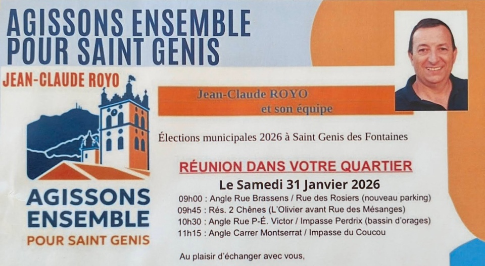 Réunion dans votre quartier le samedi 31 janvier 2026 image
