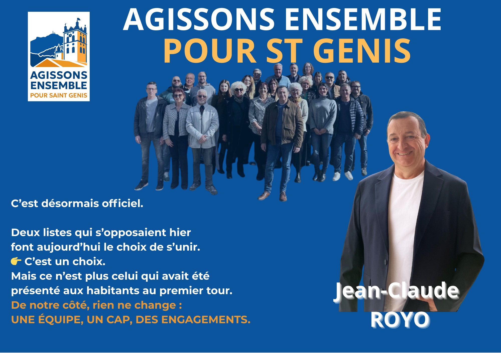 Agissons ensemble pour saint Genis : une équipe, un cap, des engagements.